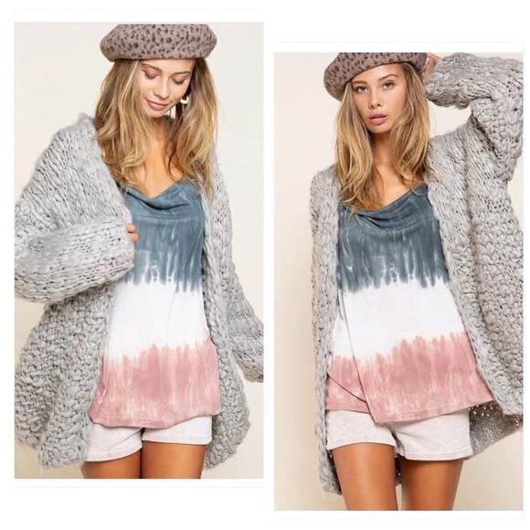 COPY - chunky Knit Open Front Cardigan in Gray - Picture 1 of 14